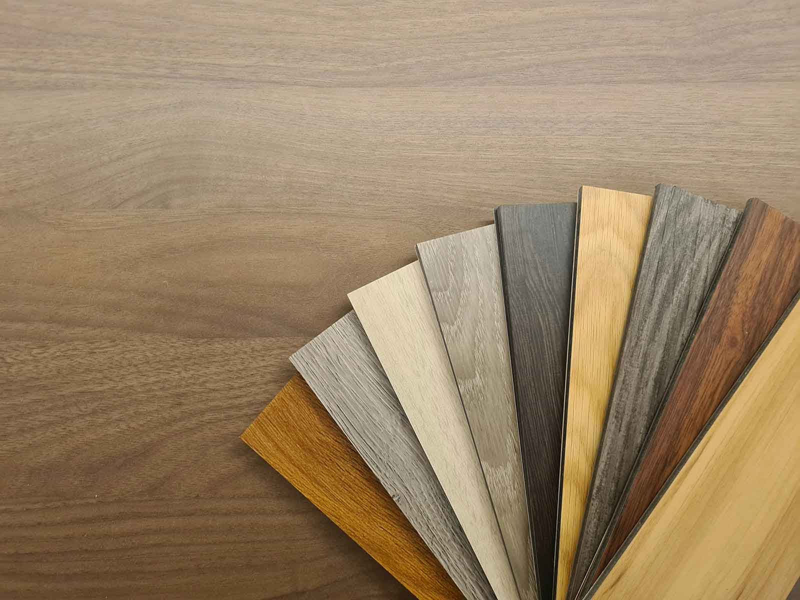Flooring samples and product choices prepared for an inquiry